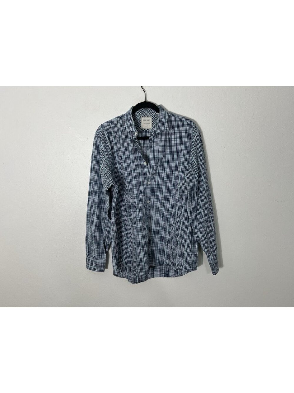 Billy Reid Blue Cotton Plaid Button Down Shirt Size Large